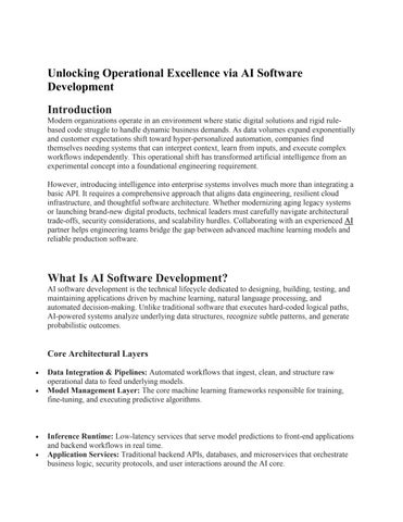 Unlocking Operational Excellence via AI Software Development