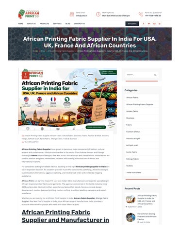 African Printing Fabric Supplier in India for USA, UK, France and African Countries