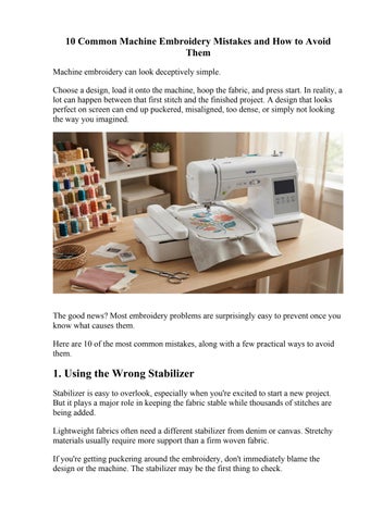 10 Common Machine Embroidery Mistakes and How to Avoid Them
