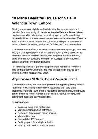 10 Marla Beautiful House for Sale in Valencia Town Lahore