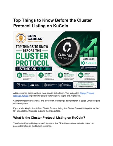 Cluster Protocol Listing on KuCoin Guide 2026