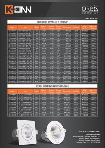 KUNDAN KONN Konn Electricals LED 灯饰目录 – Downlights × Batten 灯具 第 3 页