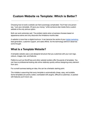 Custom Website vs Template_ Which is Better