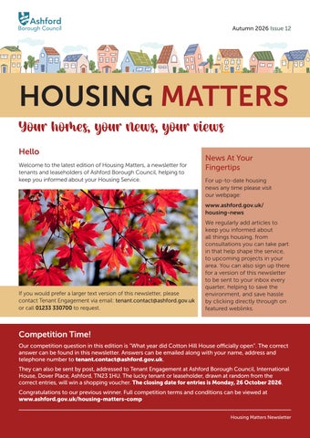 Housing Matters Newsletter Autumn 26 Issue 12