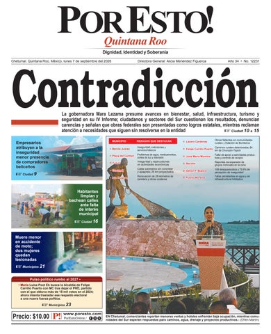 PORTADA POR ESTO CHETUMAL, LUNES 7 DE SEPTIEMBRE DE 2026