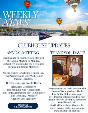 BHYC Weekly Newsletter