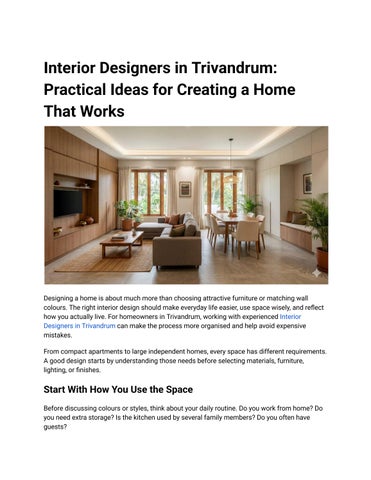 Interior Designers in Trivandrum_ Practical Ideas for Creating a Home That Works