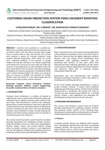 CUSTOMER CHURN PREDICTION SYSTEM USING GRADIENT BOOSTING CLASSIFICATION