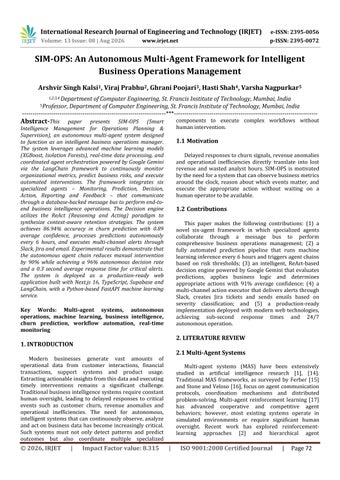 SIM-OPS: An Autonomous Multi-Agent Framework for Intelligent Business Operations Management