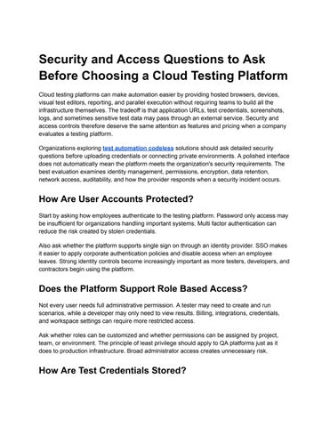 Security and Access Questions to Ask 