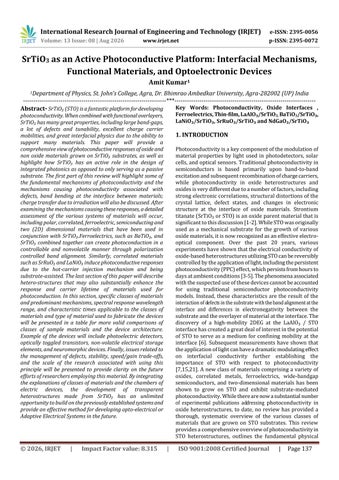 SrTiO3 as an Active Photoconductive Platform: Interfacial Mechanisms, Functional Materials, and Opto
