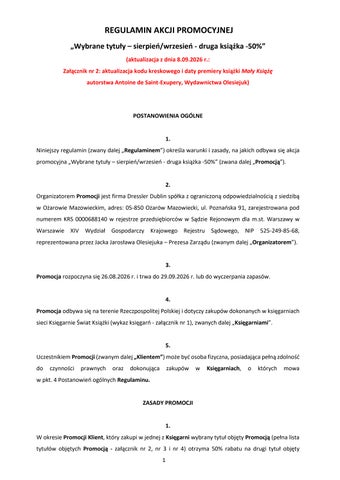 Regulamin Akcji: Wybrane tytuły - sierpień/wrzesień - druga książka -50% (1)