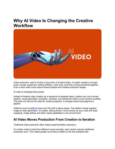 Why AI Video Is Changing the Creative Workflow