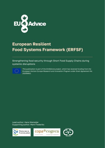 European Resilient Food Systems Framework (ERFSF)