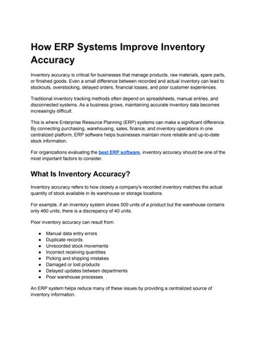 How ERP Systems Improve Inventory Accuracy