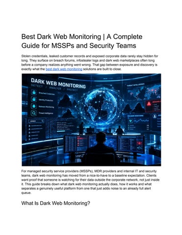 Best Dark Web Monitoring _ A Complete Guide for MSSPs and Security Teams