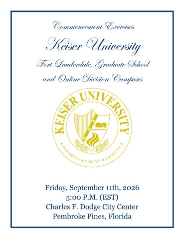 Keiser University 2026 Commencement Program