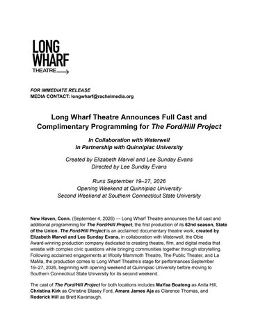 Full Release_ Long Wharf Theatre Announces Full Cast and Programming for The Ford_Hill Project