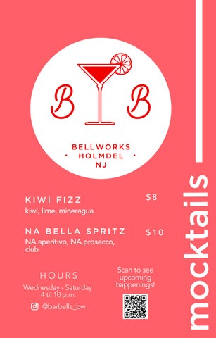 Bar Bella Spring/Summer 2026 Menu