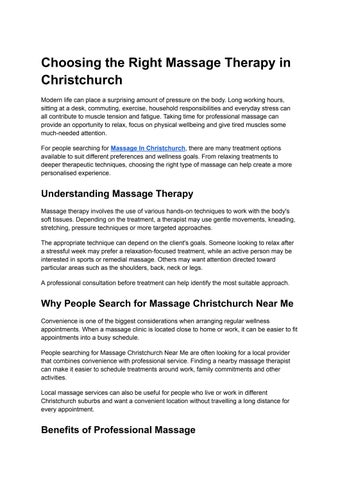 Choosing the Right Massage Therapy in Christchurch