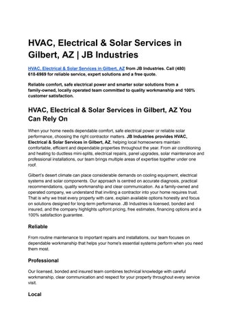 HVAC, Electrical & Solar Services in Gilbert, AZ | JB Industries