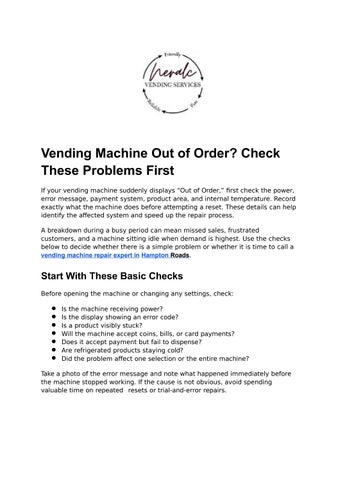 Vending Machine Out of Order_ Check These Problems First
