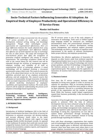 Socio-Technical Factors Influencing Generative AI Adoption: An Empirical Study of Employee Productiv