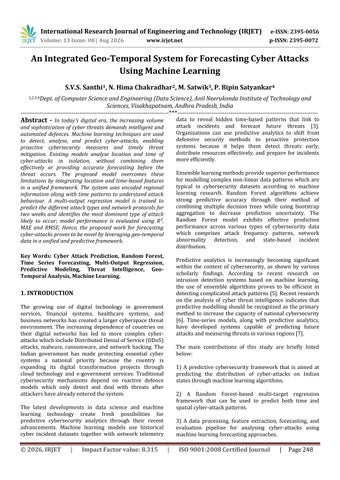 An Integrated Geo-Temporal System for Forecasting Cyber Attacks Using Machine Learning