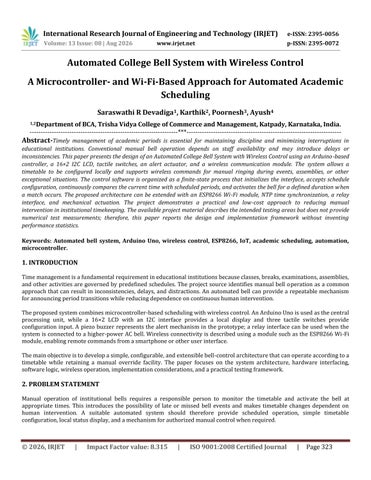 Automated College Bell System with Wireless Control A Microcontroller- and Wi-Fi-Based Approach for 