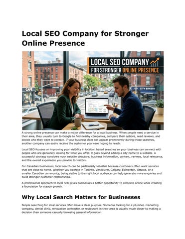 Local SEO Company for Stronger Online Presence
