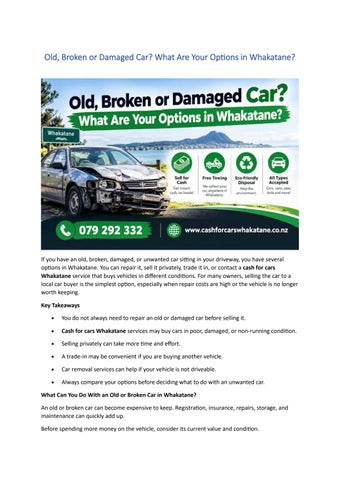 Old Broken or Damaged Car What Are Your Options in Whakatane