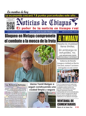 Periódico Noticias de Chiapas, Edición Virtual Jueves 10 de Septiembre de 2026