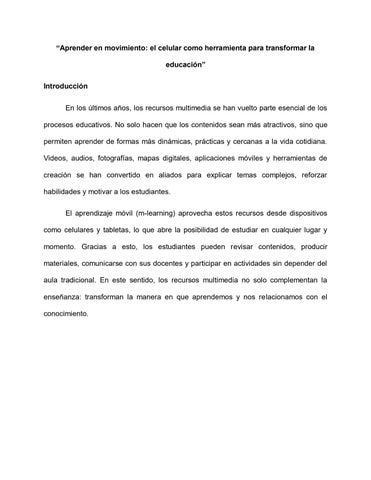 Aprender en movimiento el celular como herramienta para transformar la educación