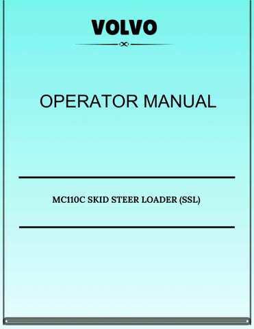 VOLVO MC110C SKID STEER LOADER (SSL) OPERATOR MANUAL