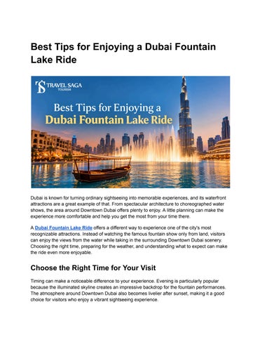 Best Tips for Enjoying a Dubai Fountain Lake Ride