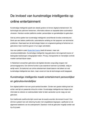 De invloed van kunstmatige intelligentie op online entertainment