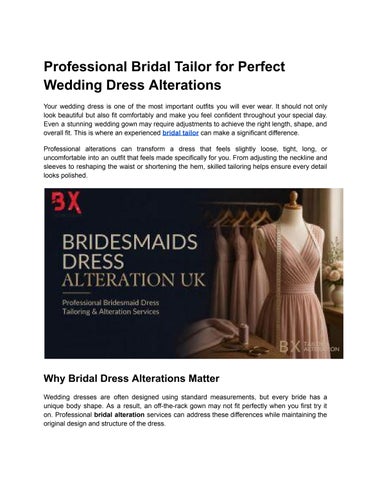 Professional Bridal Tailor for Perfect Wedding Dress Alterations