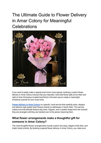 The Ultimate Guide to Flower Delivery in Amar Colony for Meaningful Celebrations 