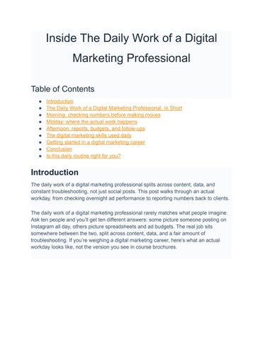 Inside The Daily Work of a Digital Marketing Professional