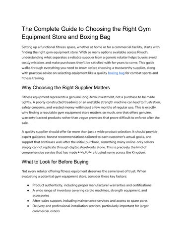 The Complete Guide to Choosing the Right Gym Equipment Store and Boxing Bag