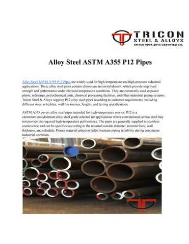 Alloy Steel ASTM A355 P12 Pipes manufacturers