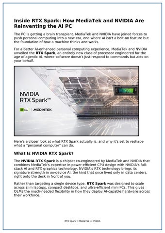 Inside RTX Spark: MediaTek & NVIDIA's New AI PC Platform