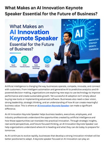 What Makes an AI Innovation Keynote Speaker Essential for the Future of Business