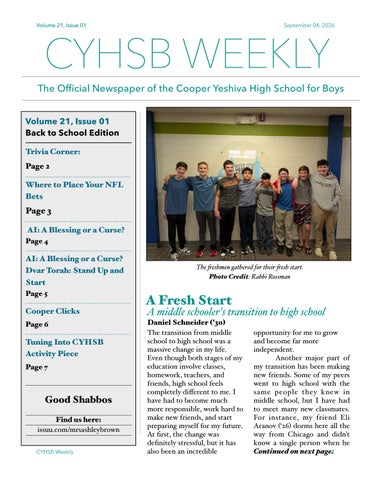 CYSHB Weekly 21 Volume 1 (9.4.2026)