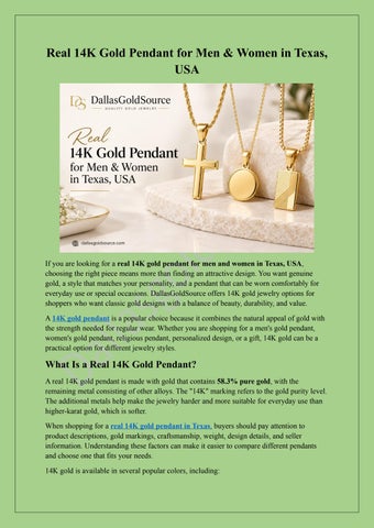 Real 14K Gold Pendant for Men