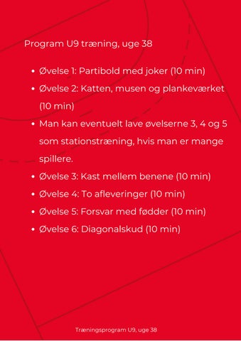 Træningsprogram U9, uge 38