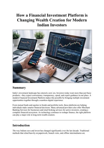 How a Financial Investment Platform is Changing Wealth Creation for Modern Indian Investors