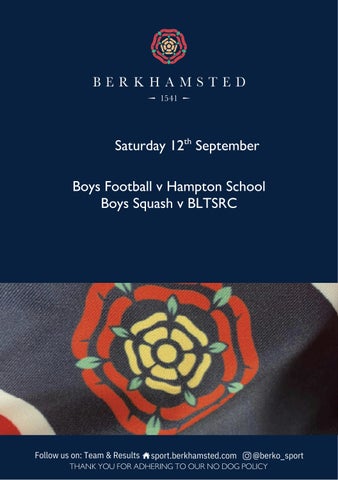Match Day Programme - Saturday 12th September 2026