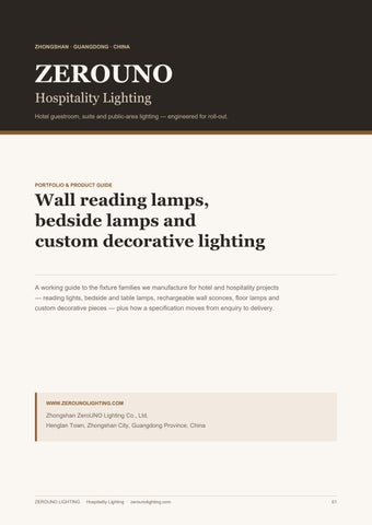 ZEROUNO Lighting 灯饰目录 · — 酒店工程 灯饰 Portfolio × Product 指南 2026 第 1 页