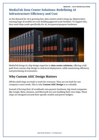 MediaTek Data Center Solutions: Redefining AI Infrastructure Efficiency and Cost